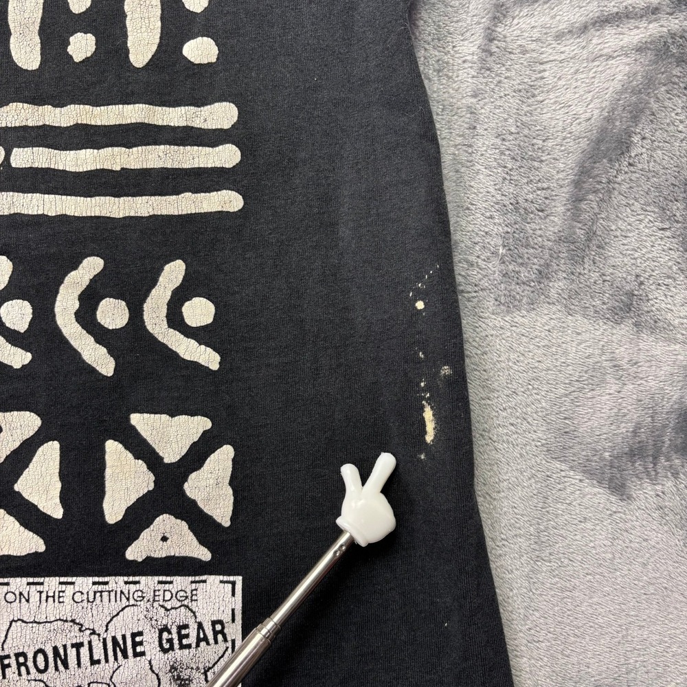 Vintage 1995 Frontline Gear Graphic‎ T Shirt Men XL Black Tribal Art Culture Tee - Picture 7 of 12